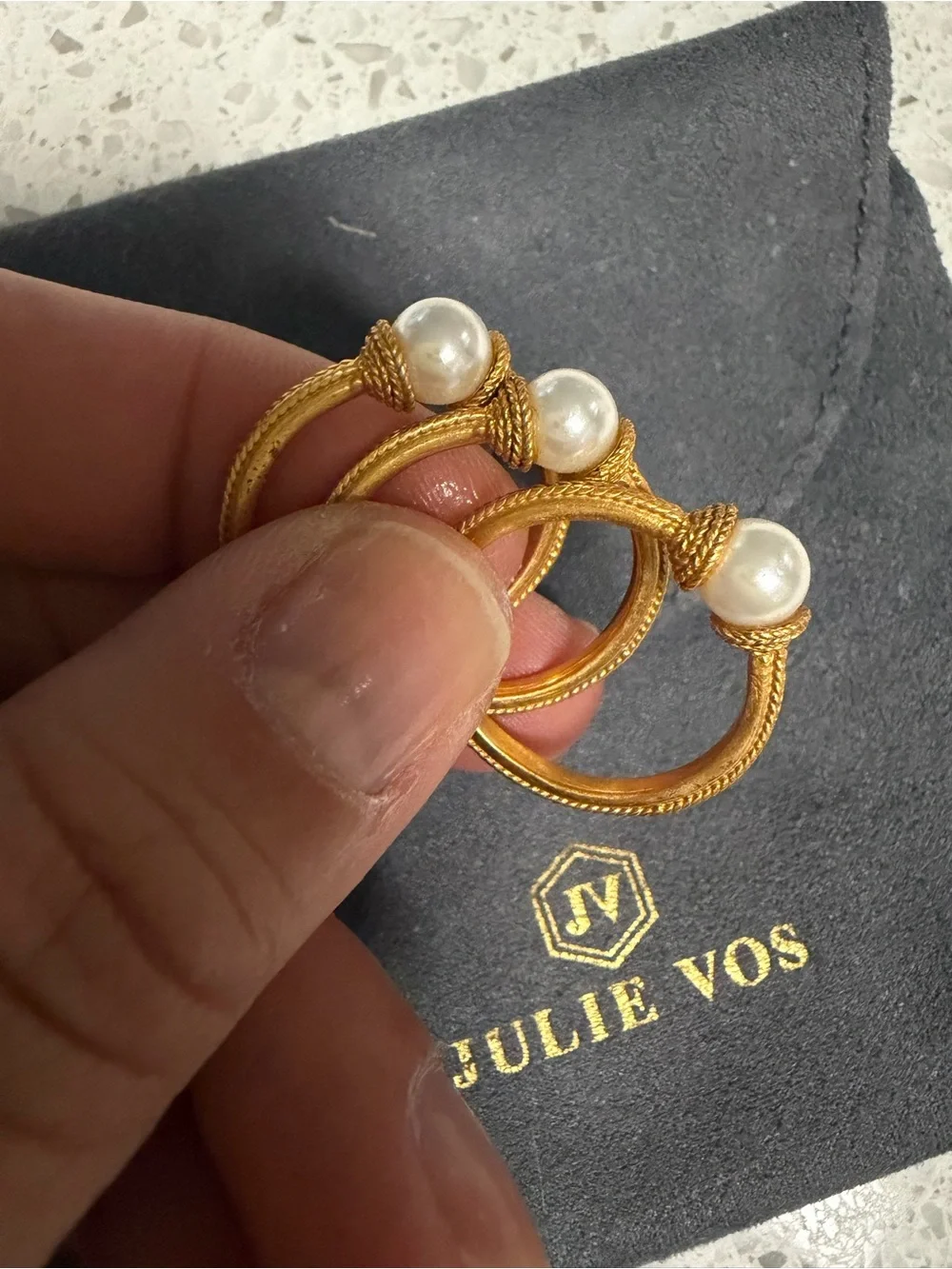 Julie Vos Gold-Tone Hoop Drop Earrings with Pearl Accent - Gold